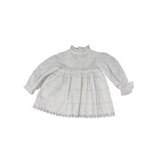 Vintage Jill Lynn White Lace Dress Toddler Size 2T Victorian Style Ruffle Neck