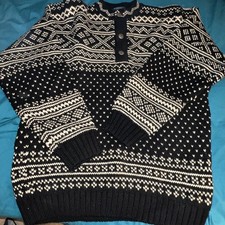 Tommy Hilfiger Sweater Mens Large Beige Black Vintage 90s