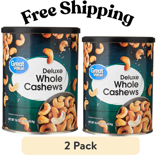 ( 2 PACK ) Great Value Deluxe Whole Cashews, Salted, 16 oz | eBay