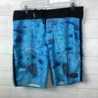 Salt Life Men's Size 34 SLX-QD Vapor Stretch Swim Suit Trunks Map Print Blue