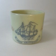 VTG Old Spice Glass Shaving Mug Cup Shulton USA Ship Friendship Custard Glass