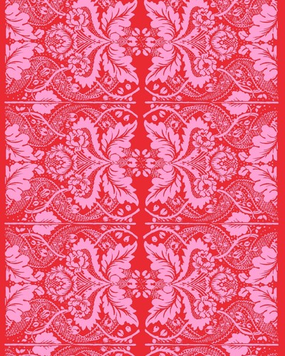 Marimekko Fandango red pink cotton fabric, 2 yds yards NEW