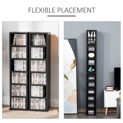 CD Media Display Regal Turmregal mit verstellbaren Einlegeböden, 2er Set schwarz - Bild 6 von 8
