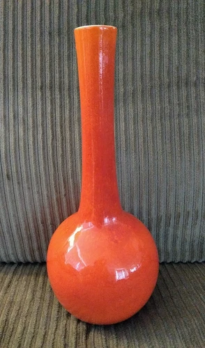 Royal Haeger Pottery Vase R1919 Mottled Glossy Orange