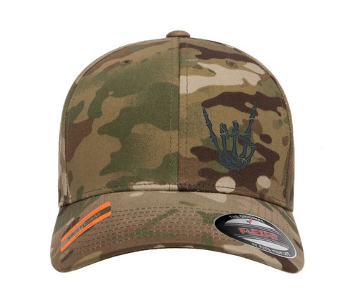 ROCK SIGN SKULL HAND HORNS CAP HAT Flexfit yupoong Camouflage snapback BASEBALL - Picture 14 of 21