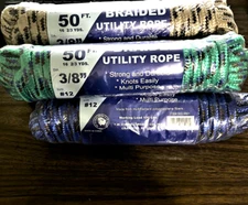 Braided Utility Rope Multi Purpose Size 12  50 Ft 3/8" Pick Color