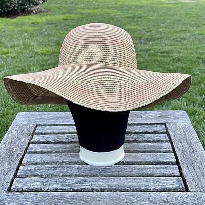 NWT Collection18 Tan Gold Beige Woven Floppy Brim Beach Sun  display picture 2