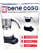 Bene Casa Portable Espresso Coffee Maker/Cafetera Portable1-3Cup Blanca