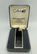 Vintage Colibri Butane Slim Lighter Black & Gold Color with Case