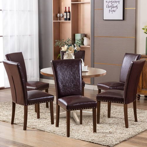 A420darkbrownl Leather Dining Chairs Set Of 2 Ldarkbrown - Picture 2 of 9