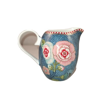 Pip Studio Amsterdam Coffee Tea Creamer Jug Floral Porcelain Blue Gold Trim