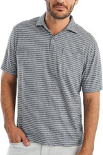 Johnnie-O Hangin' Out 98 Brewster Striped Polo Shirt in Charcoal size XL