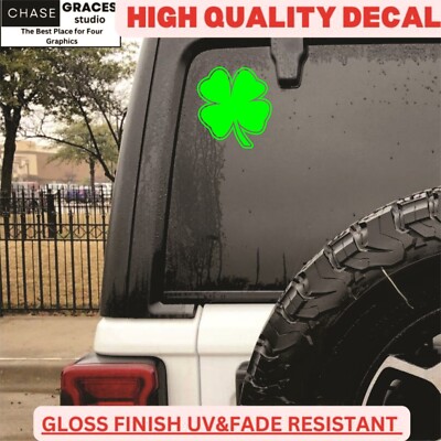(2) FOUR LEAF CLOVER Vinyl Decal Die Cut Sticker Lucky Irish Car  5.5'' x 5.5''