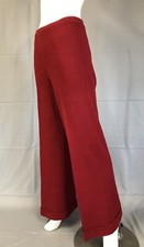 Vintage 1970s Womens Pants Trousers Cranberry Red Cuffed Hem Bellbottom Large