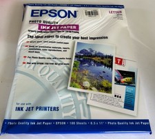 100 Sheets Epson Matte Finish Photo Paper 8,5  x 11  Ink Jet Printer S041062 New
