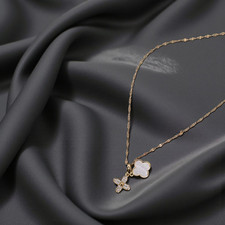 stainless steel necklace clover design