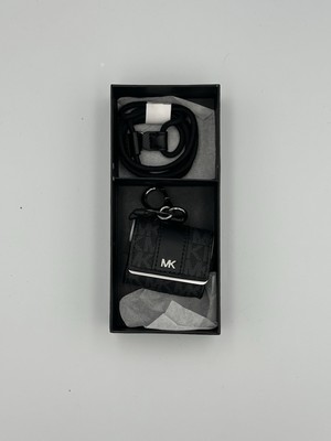 NEW MICHAEL KORS Gifting Box AIRPOD MK Logo Case Black w/Lanyard 1, 2 Pro Gen.