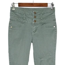 Refuge womens high rise super skinny jegging size 4 stretch green shade solid