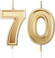 Geburtstagskerzen Zahlen 70, 3D Gold Geburtstag Kerzen FüR Kuchen