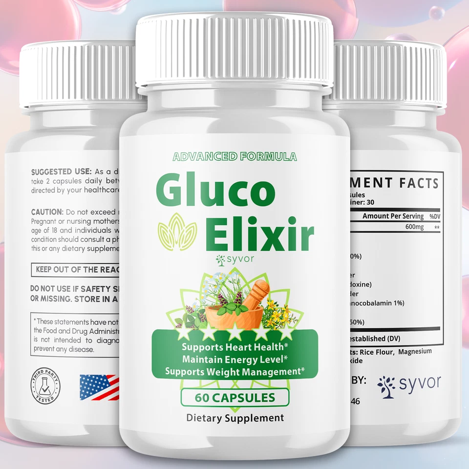 (5 Pack) Gluco Elixir Blood Advanced Support Glycogen Supplement 300 Capsules - Image 4 of 4