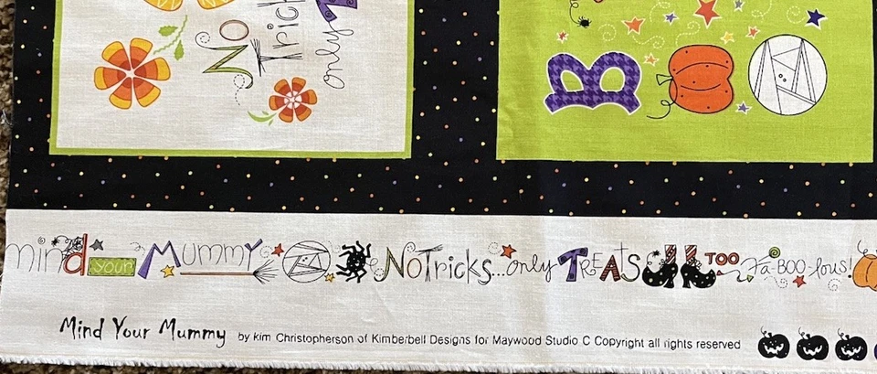 Panel de edredón de tela hueca Mind Your Mummy gato negro araña casa embrujada Foto 3 de 4