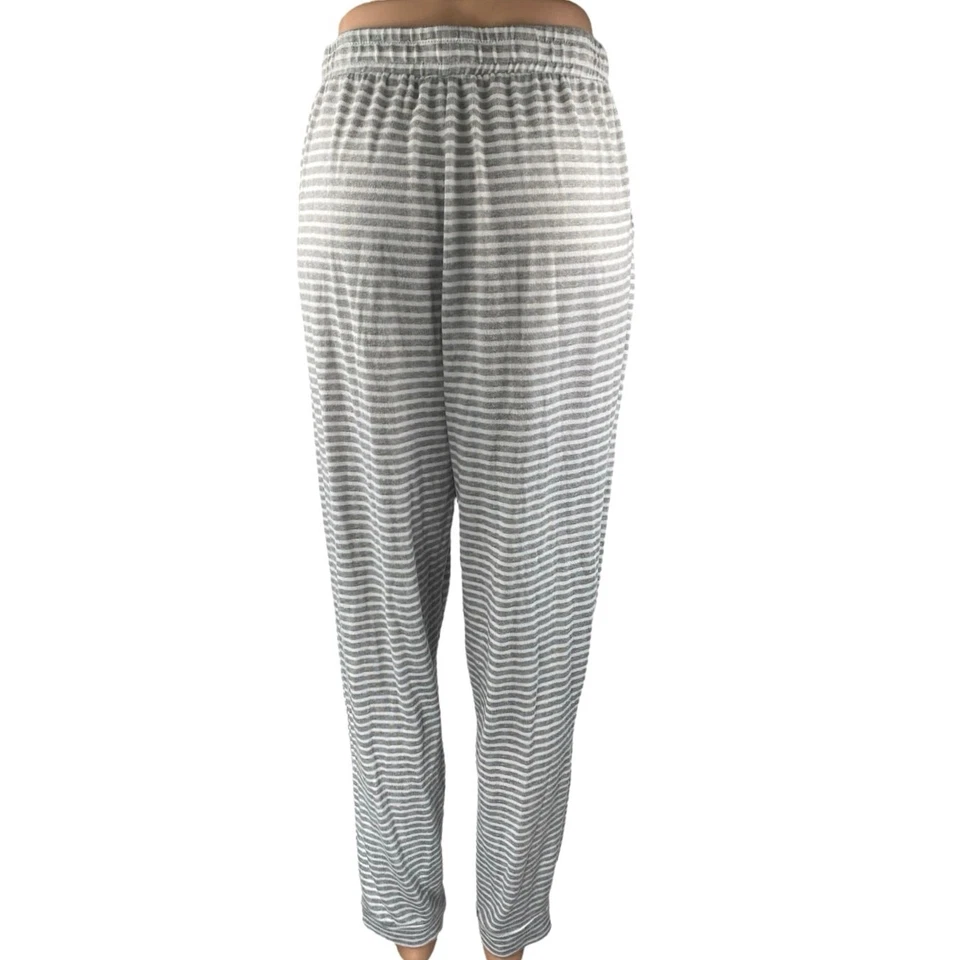 Pantalones de salón para mujer Tahari gris blanco a rayas rectos cintura alta talla L Foto 3 de 4