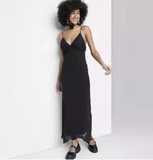 Wild Fable Women's XXS Dress Black Sleeveless Rosette Cup Maxi New