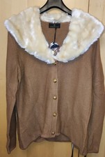 Alfredo Pauly Strickjacke camel mit Webpelzkragen Gr. 42 Neu Baumw./Viskose