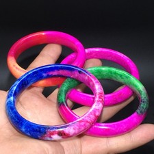 Peach Blossom Jade Bangle Set 4Pcs Natural Multicolor Polished Bracelets A526