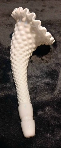 Vintage Fenton Hobnail White Milk Glass Epergne Horn Replacement 8.5” Ruffled