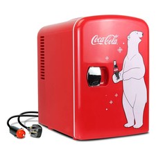 Coca Cola 4L Mini Fridge Polar Bear 6 Can Portable 12V Cooler Warmer UK Travel