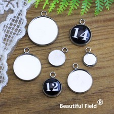 20 pc Stainless Steel Cabochon Settings 6-30mm Round Cameo Base Blank Tray