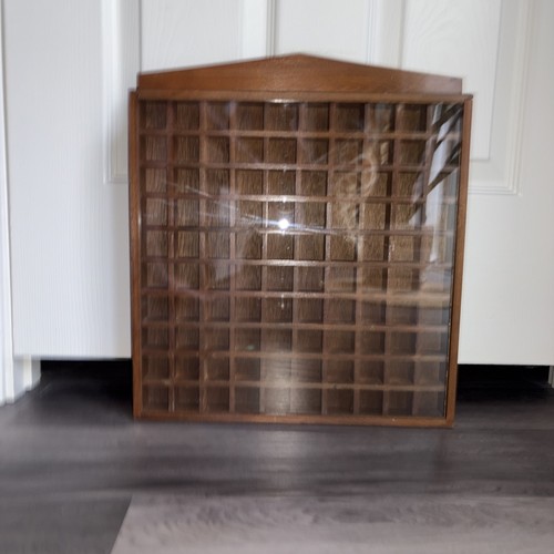 Vintage Wooden Thimble Case Plexiglass Front Cover Hangs On Wall 100 Cubbies