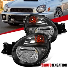 Fit 2002-2003 Subaru Impreza WRX Outback Black Headlights Headlamps Left+Right