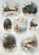 Decoupage Queen - Dainty and The Queen - Winter Scenes Rice Paper A4