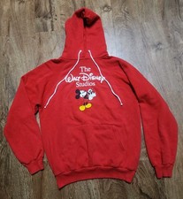VTG Walt Disney Studio Red Hoodie Mickey Mouse Sweatshirt Large 1980s