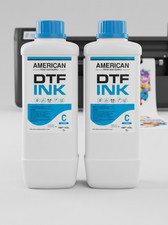 American DTF Ink Cyan 1L Water Based Pigment Ink for Epson Printheads Set of 2
