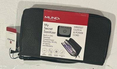 Mundi My Secret Sanitizer Clutch Wristlet with UVC Light Sterilizer Wallet NWT