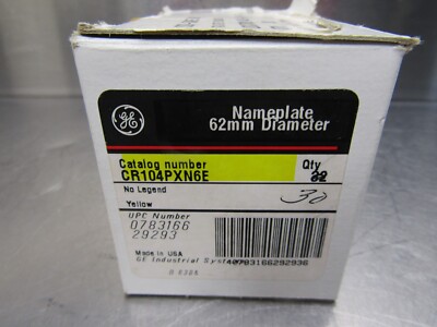 GE CR104PXN6E Yellow Nameplate 62mm No Legend Lot of 48!