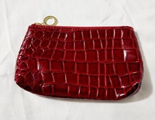 Estee Lauder Red Faux Animal Skin Patent Leather Travel Bag Makeup Pouch Mini