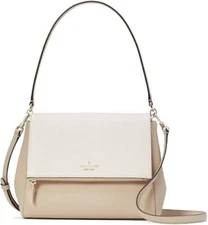 Kate Spade New York Leila Medium Flap Shoulder Bag Women's Handbag Sand.