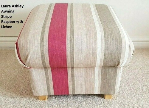 Laura Ashley Peonies Smoke Grey Fabric Footstool Pouffe Pink Floral Flowers New - Picture 19 of 24