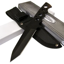 Rite Edge MIDNIGHT OPS 8 3/4" Combat Hunting KNIFE w/ Sheath - Tactical Black