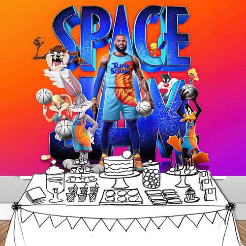 Space Jam Party Supplies Backdrop Banner Vinyl 7x5ft Birthday Decor for Boys - Picture 3 of 7