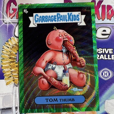 2023 Garbage Pail Kids Chrome Series 6 Green Wave Refractor #218a Tom Thumb.