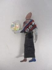 ARTISAN SIGNED LIZTECH 1987 SILVER METAL GLASS BEAD WRAPPED CORD FIGURAL BROOCH