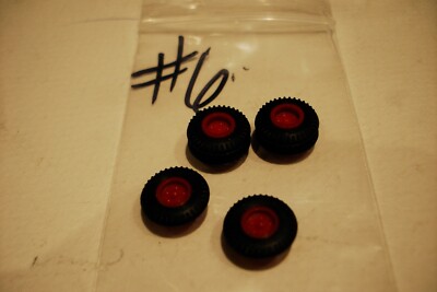 AURORA WRECKER SET OF RED HUBS AND TIRES #6  NOS
