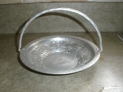 Vintage E.M.P.C Forged Aluminum Dish with Lid Floral Design 6.5'' x 1'' + handle
