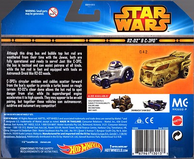 HOT WHEELS STAR WARS CHARACTER CAR 2-PACK, C-3PO and R2-D2