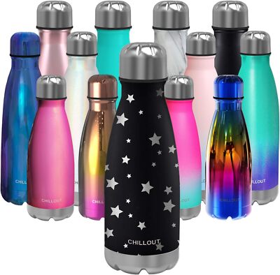 CHILLOUT LIFE Stainless Steel Water Bottle for Kids School 12 oz Double Wall ...